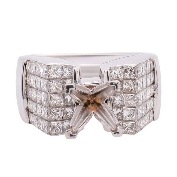 18K White Gold Princess Cut Semi-Mount 2CT Center Engagement Ring LeeBrant Jewelry & Watch Co Sandy Springs, GA