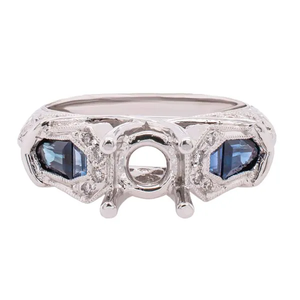 18K White Gold Sapphire Diamond Semi-Mount 1CT Center Engagement Ring LeeBrant Jewelry & Watch Co Sandy Springs, GA