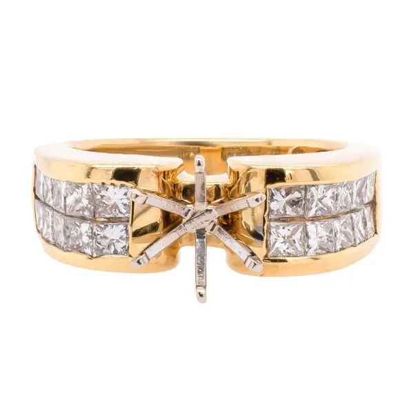 18K Yellow Cut Princess Cut Diamond Semi-Mount 1CT Engagement Ring LeeBrant Jewelry & Watch Co Sandy Springs, GA