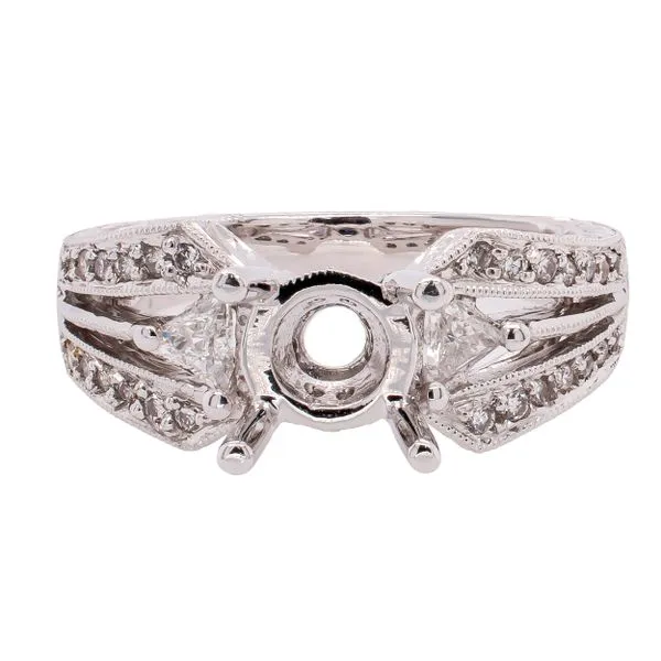 18K White Gold Trapezoid Diamond Semi-Mount 1ct Center Engagement Ring LeeBrant Jewelry & Watch Co Sandy Springs, GA
