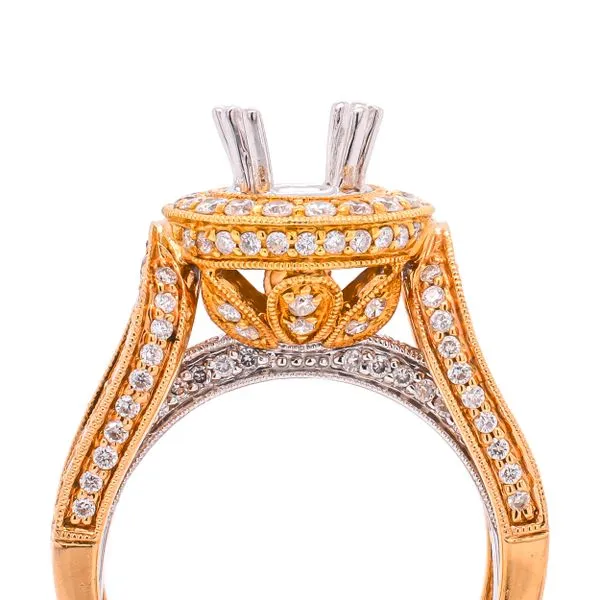 18K Tri-Color Gold Looped Semi-Mount 1.50CT Center Engagement Ring Image 2 LeeBrant Jewelry & Watch Co Sandy Springs, GA