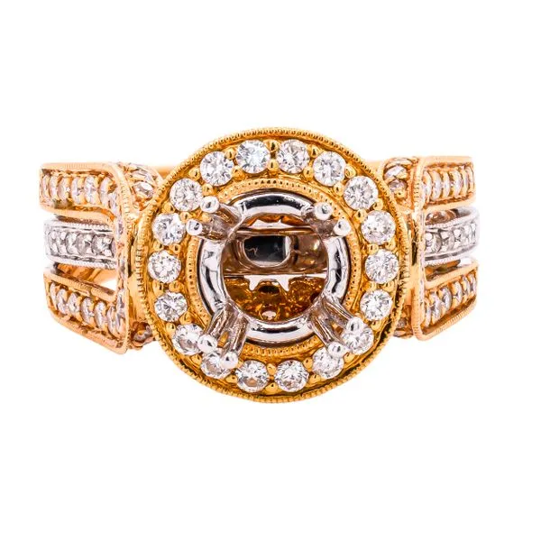 18K Tri-Color Gold Looped Semi-Mount 1.50CT Center Engagement Ring LeeBrant Jewelry & Watch Co Sandy Springs, GA