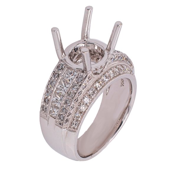 18K White Gold Step Cut Semi-Mount 2CT Center Engagement Ring Image 2 LeeBrant Jewelry & Watch Co Sandy Springs, GA