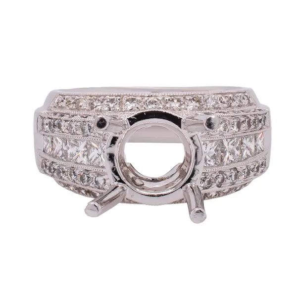18K White Gold Step Cut Semi-Mount 2CT Center Engagement Ring LeeBrant Jewelry & Watch Co Sandy Springs, GA