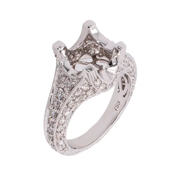 18K White Gold Rounded Semi-Mount 2CT Center Engagement Ring Image 2 LeeBrant Jewelry & Watch Co Sandy Springs, GA