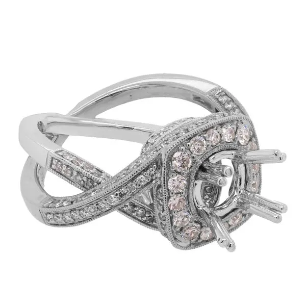 18K White Gold Cross Over Semi-Mount 1.5CT Engagement Ring LeeBrant Jewelry & Watch Co Sandy Springs, GA