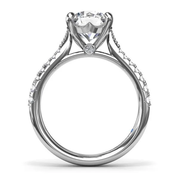 14K White Gold 2CT Round Thin Milgrain Graduated Diamond Engagement Ring Image 3 LeeBrant Jewelry & Watch Co Sandy Springs, GA