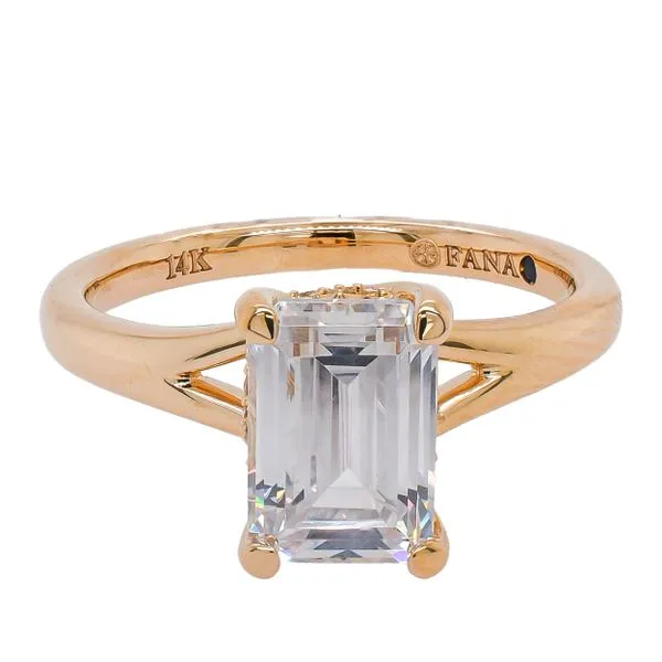 14K Yellow Gold 2CT Emerald Cut Hidden Halo Split Shank Engagement Ring LeeBrant Jewelry & Watch Co Sandy Springs, GA