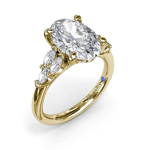 14K Yellow Gold 2CT Oval Diamond Engagement Ring with Marquise Side Stones LeeBrant Jewelry & Watch Co Sandy Springs, GA