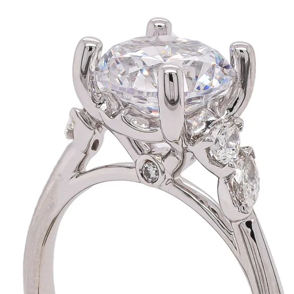 14K White Gold 2CT Round Engagement Ring with Pear and Marquise Diamond Accents Image 3 LeeBrant Jewelry & Watch Co Sandy Springs, GA