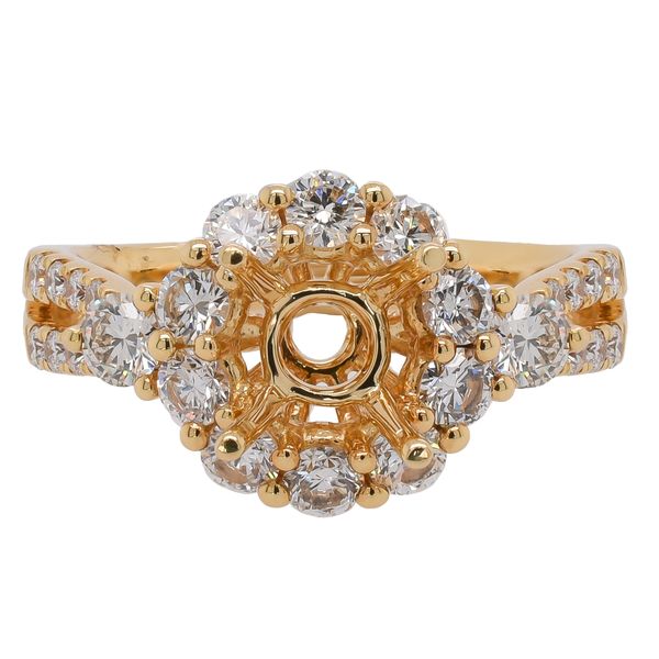 18K Yellow Gold Diamond Halo Semi-Mount Engagement Ring for 1 CT Center LeeBrant Jewelry & Watch Co Sandy Springs, GA