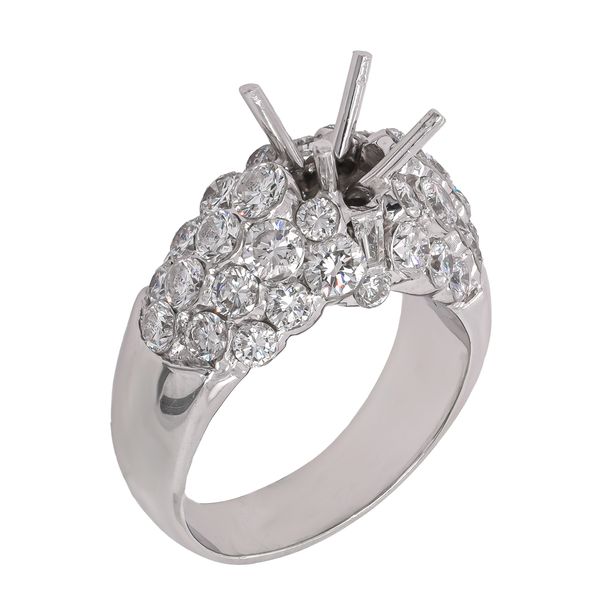 18K White Gold Diamond Bubble Style Semi-Mount Ring for 1–3 CT Center Stone | 2.56 CTW Image 2 LeeBrant Jewelry & Watch Co Sandy Springs, GA