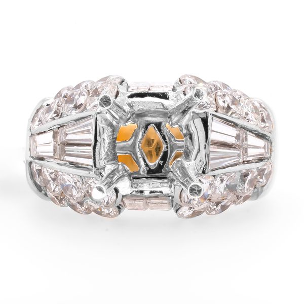18K Yellow and White Gold Bubble and Baguette Diamond Semi Mount Ring with Variable Mount LeeBrant Jewelry & Watch Co Sandy Springs, GA