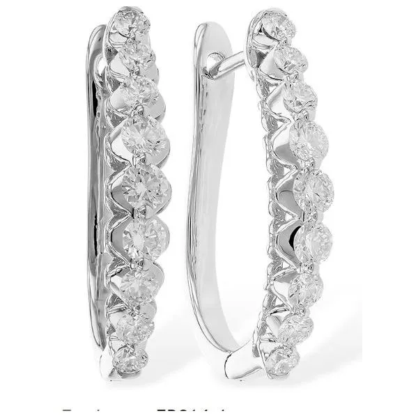 White Gold Small Oval Diamond Hoop Earrings LeeBrant Jewelry & Watch Co Sandy Springs, GA