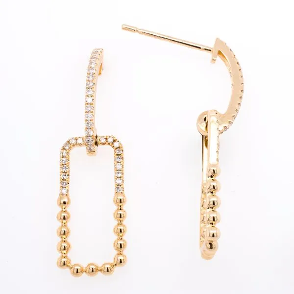 14k Yellow Gold Rectangle Drop Earrings Image 2 LeeBrant Jewelry & Watch Co Sandy Springs, GA