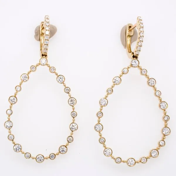 14K Yellow Gold Oval Bead Diamond Huggie Earrings LeeBrant Jewelry & Watch Co Sandy Springs, GA