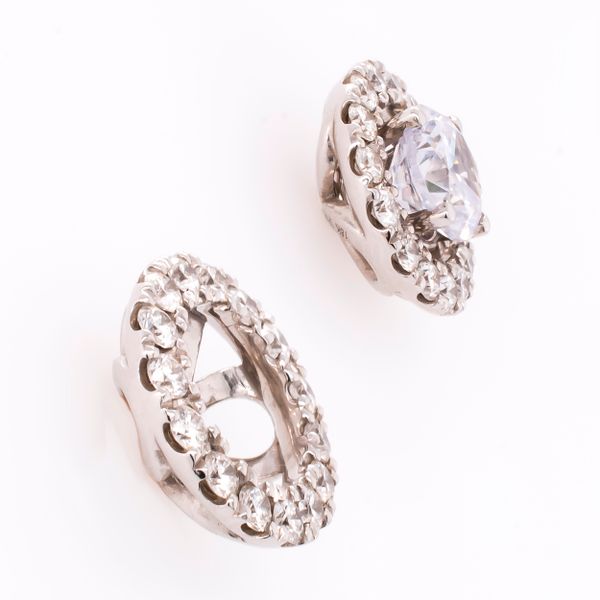 18K White Gold Circular Diamond Earring Jackets Image 2 LeeBrant Jewelry & Watch Co Sandy Springs, GA