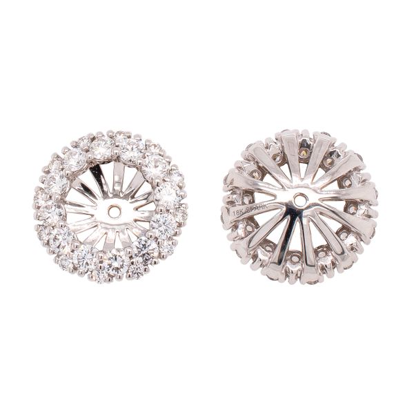 18K White Gold Circular Diamond Earring Jackets Image 2 LeeBrant Jewelry & Watch Co Sandy Springs, GA