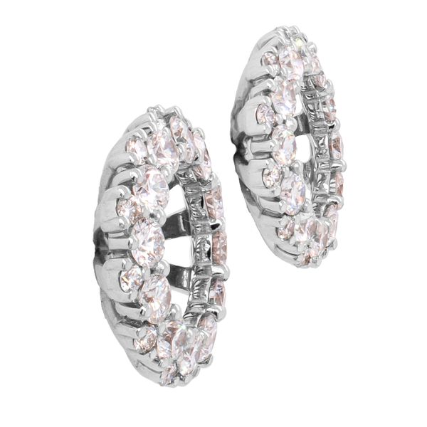 18K White Gold Circular Diamond Earring Jackets LeeBrant Jewelry & Watch Co Sandy Springs, GA
