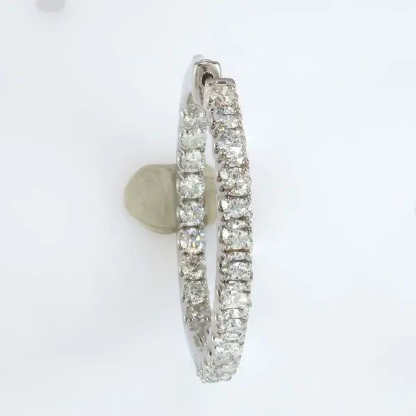 14K White Gold Diamond Hoop 3x32MM Earrings Image 2 LeeBrant Jewelry & Watch Co Sandy Springs, GA