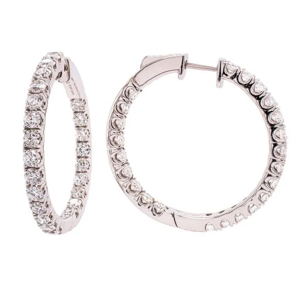 14K White Gold Diamond Hoop 3x32MM Earrings LeeBrant Jewelry & Watch Co Sandy Springs, GA