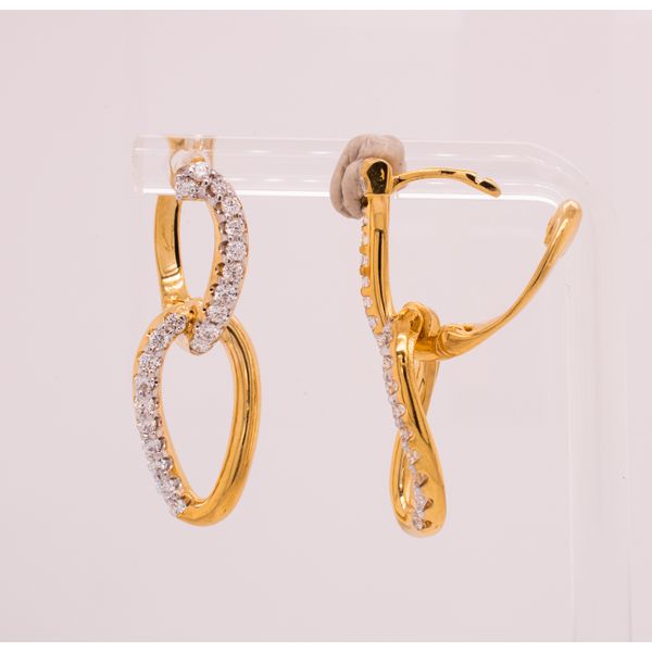 14K Yellow Gold Twisted Double Hoop Diamond Earrings LeeBrant Jewelry & Watch Co Sandy Springs, GA