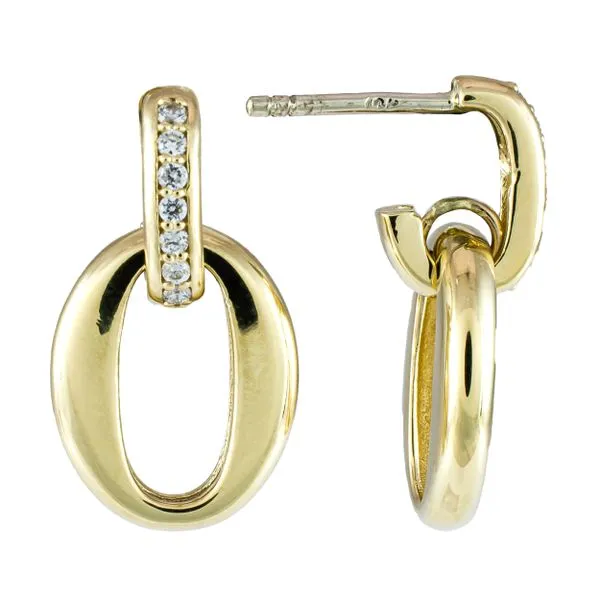 14K Yellow Gold C Hoop Earring with Oval Charm LeeBrant Jewelry & Watch Co Sandy Springs, GA