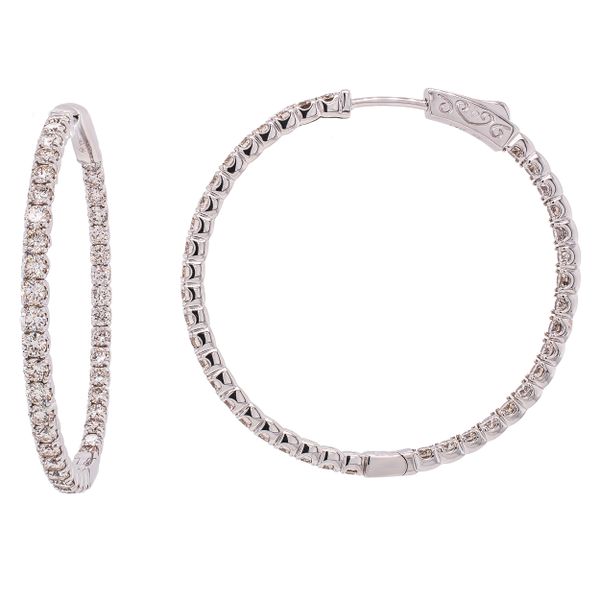 14K White Gold Diamond Hoops 2 x 35MM + Earrings LeeBrant Jewelry & Watch Co Sandy Springs, GA