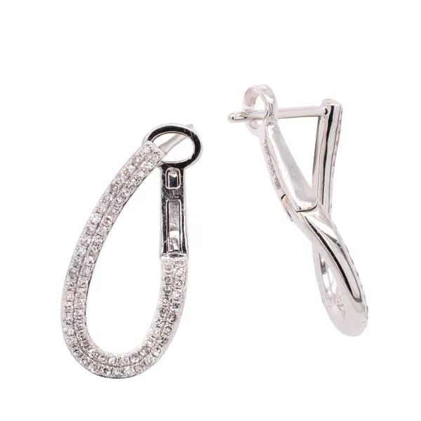14K White Gold Twisted Diamond Hoop Earrings LeeBrant Jewelry & Watch Co Sandy Springs, GA