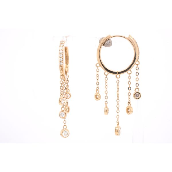 14K Yellow Gold Diamond Hoop Earrings with Tassled Diamonds LeeBrant Jewelry & Watch Co Sandy Springs, GA