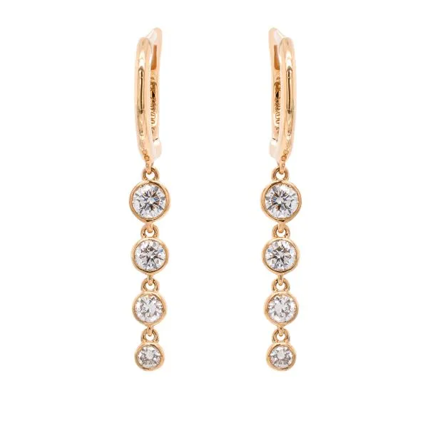 18K Yellow Gold Dangle Bezel Diamond Earrings LeeBrant Jewelry & Watch Co Sandy Springs, GA