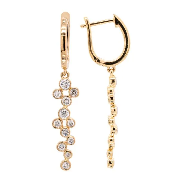 18K Yellow Gold Diamond Dangle Flower Earrings Image 2 LeeBrant Jewelry & Watch Co Sandy Springs, GA