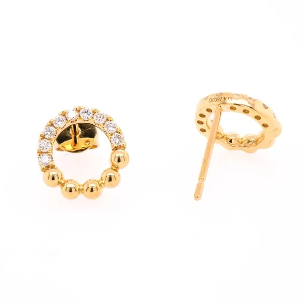 18K Yellow Gold Diamond Bead Circle Earrings LeeBrant Jewelry & Watch Co Sandy Springs, GA