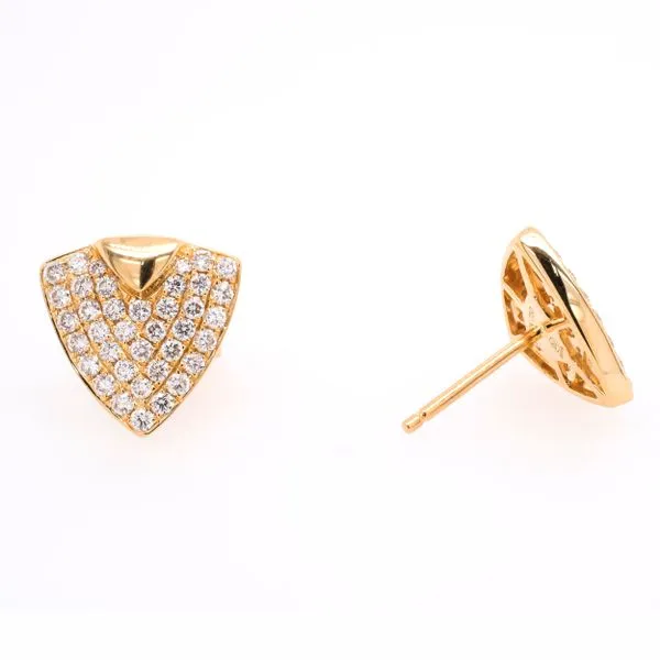 18K Yellow Gold Triangle Diamond Stud Earrings LeeBrant Jewelry & Watch Co Sandy Springs, GA