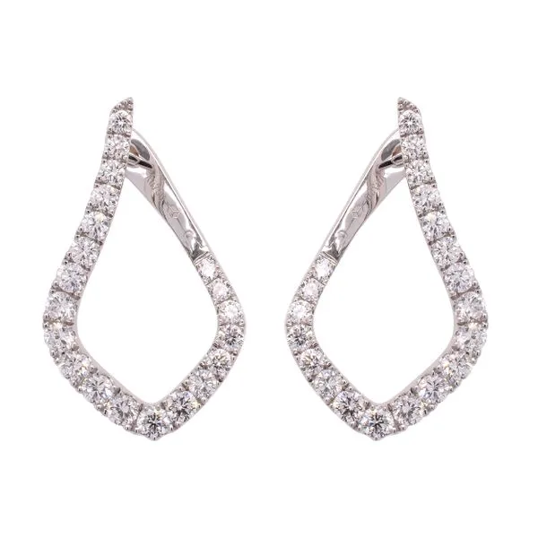 18K White Gold Diamond Twist Huggie Hoop Image 2 LeeBrant Jewelry & Watch Co Sandy Springs, GA