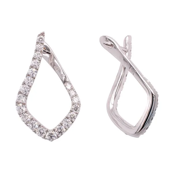 18K White Gold Diamond Twist Huggie Hoop LeeBrant Jewelry & Watch Co Sandy Springs, GA