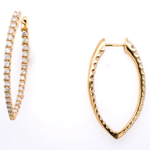 18K Yelow Gold Narrow Hoop Diamond Huggie Earrings LeeBrant Jewelry & Watch Co Sandy Springs, GA