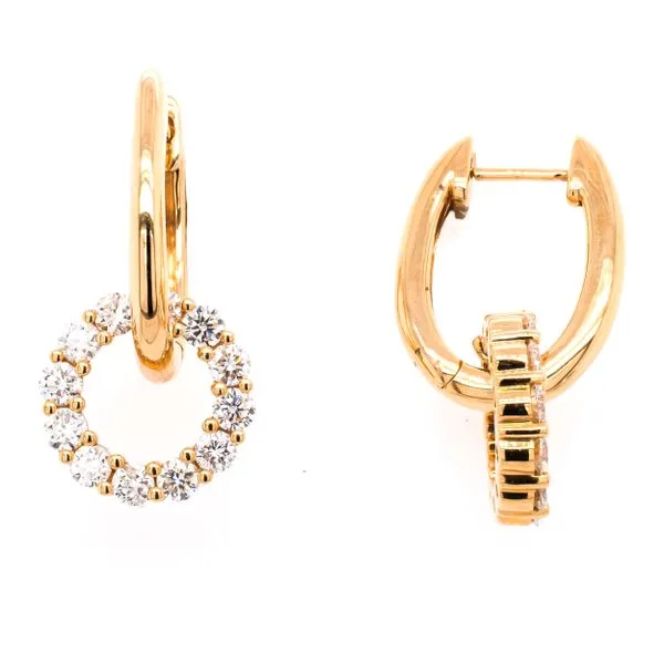 18K Yellow Gold Narrow Huggie Hoop Earrings with Diamond Loops LeeBrant Jewelry & Watch Co Sandy Springs, GA
