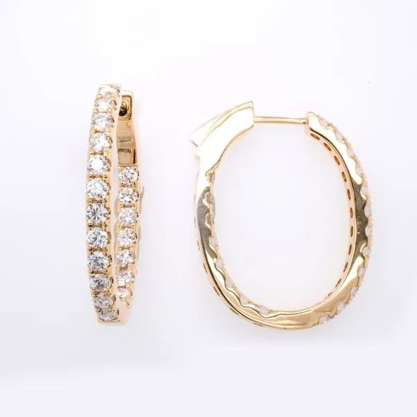 18K Yellow Gold Narrow Diamond Hoop Earrings LeeBrant Jewelry & Watch Co Sandy Springs, GA