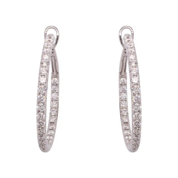 18K White Gold Diamond Hoop Earrings LeeBrant Jewelry & Watch Co Sandy Springs, GA