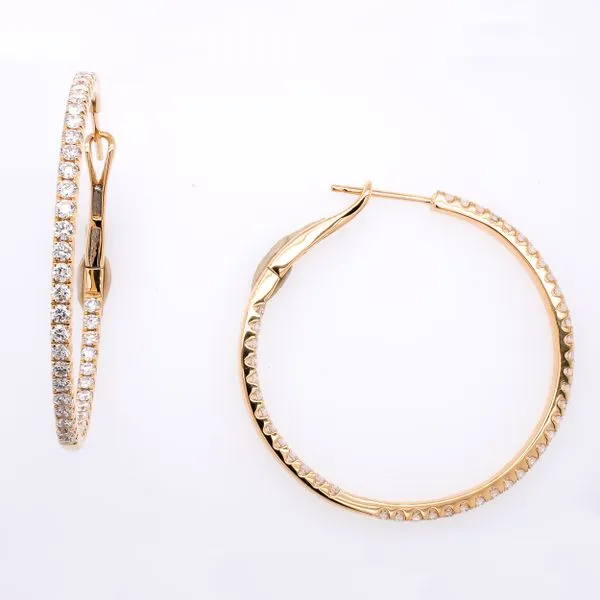 18K Yellow Gold Diamon Hoop Earrings LeeBrant Jewelry & Watch Co Sandy Springs, GA