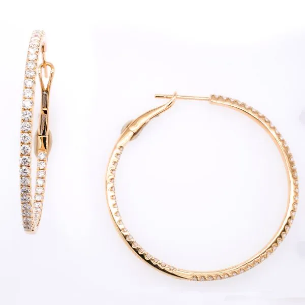 18K Yellow Gold XL Diamond Hoop Earrings LeeBrant Jewelry & Watch Co Sandy Springs, GA