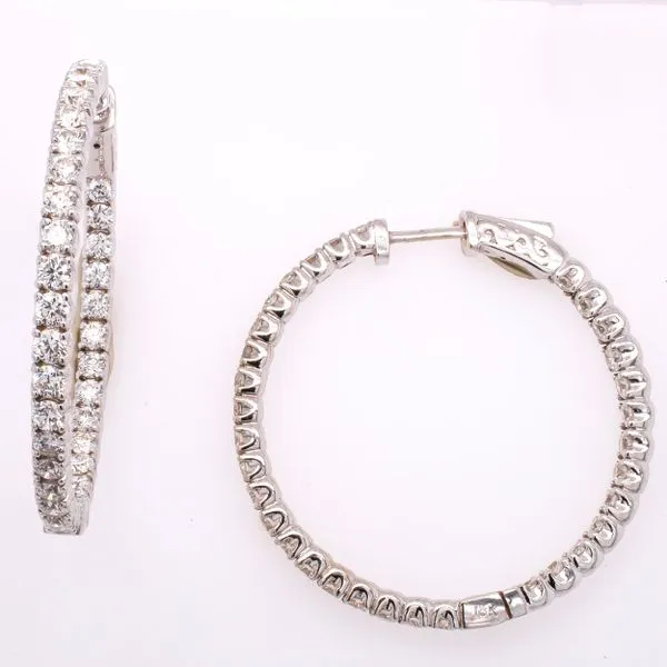 18K White Gold XL Diamond Hoop Earrings LeeBrant Jewelry & Watch Co Sandy Springs, GA