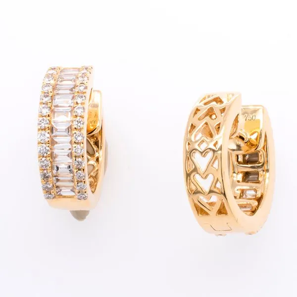 18K Yellow Gold Small Diamond Baguette Channel Huggie Earrings LeeBrant Jewelry & Watch Co Sandy Springs, GA