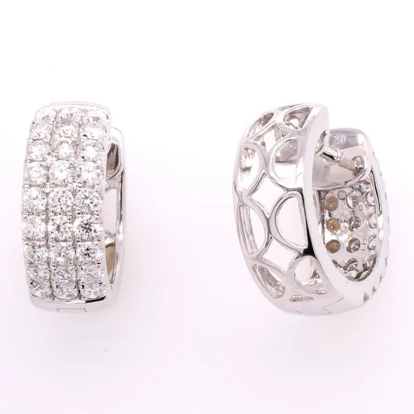 18K White Gold Diamond Pave Huggie Earrings LeeBrant Jewelry & Watch Co Sandy Springs, GA