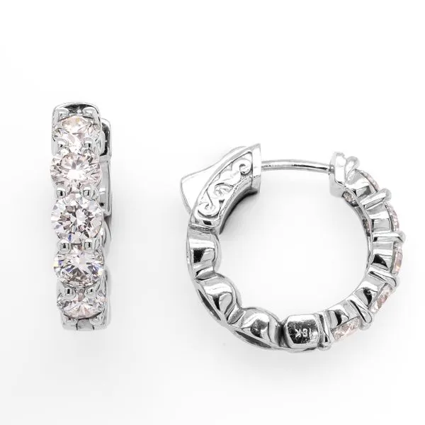 18K White Gold Shared Prong Diamond Hoop Earrings LeeBrant Jewelry & Watch Co Sandy Springs, GA