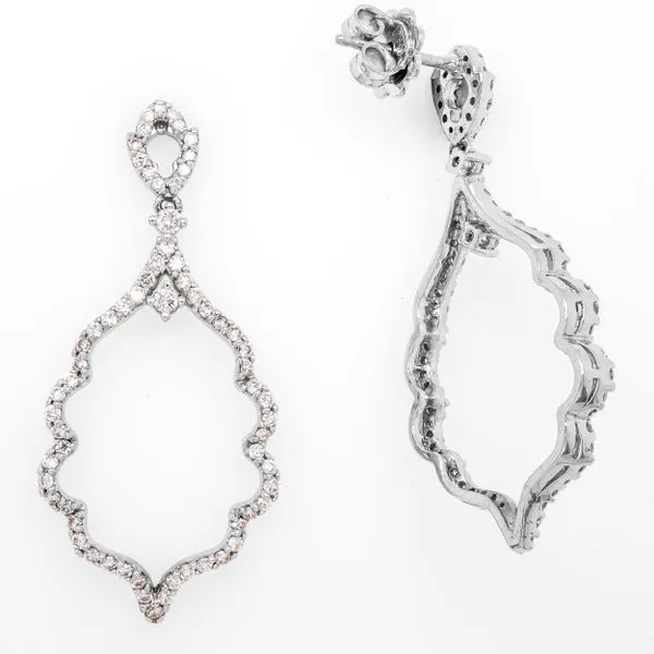 18K White Gold Wavy Teardrop Chandelier Diamond Earrings LeeBrant Jewelry & Watch Co Sandy Springs, GA