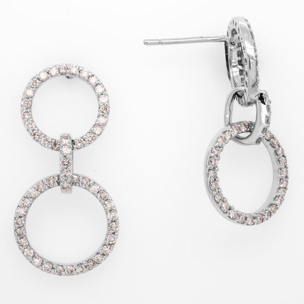 18K White Gold Circle Linked Diamond Drop Stud Earrings LeeBrant Jewelry & Watch Co Sandy Springs, GA