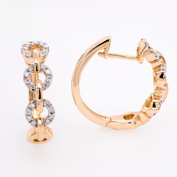 14K Yellow and White Gold Diamond Circle Huggie Earrings LeeBrant Jewelry & Watch Co Sandy Springs, GA