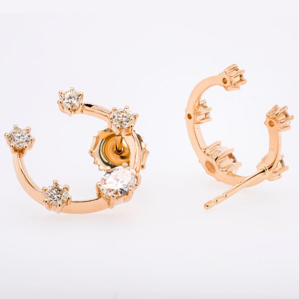 14K Yellow Gold Diamond Hoop on Post Stud Earrings LeeBrant Jewelry & Watch Co Sandy Springs, GA